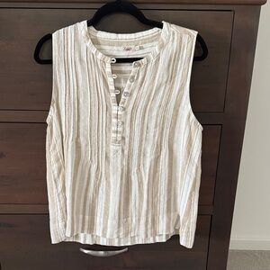 Faherty Cream Striped Sleeveless Tank Top